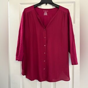 Van Heusen Magenta Button-Up Blouse